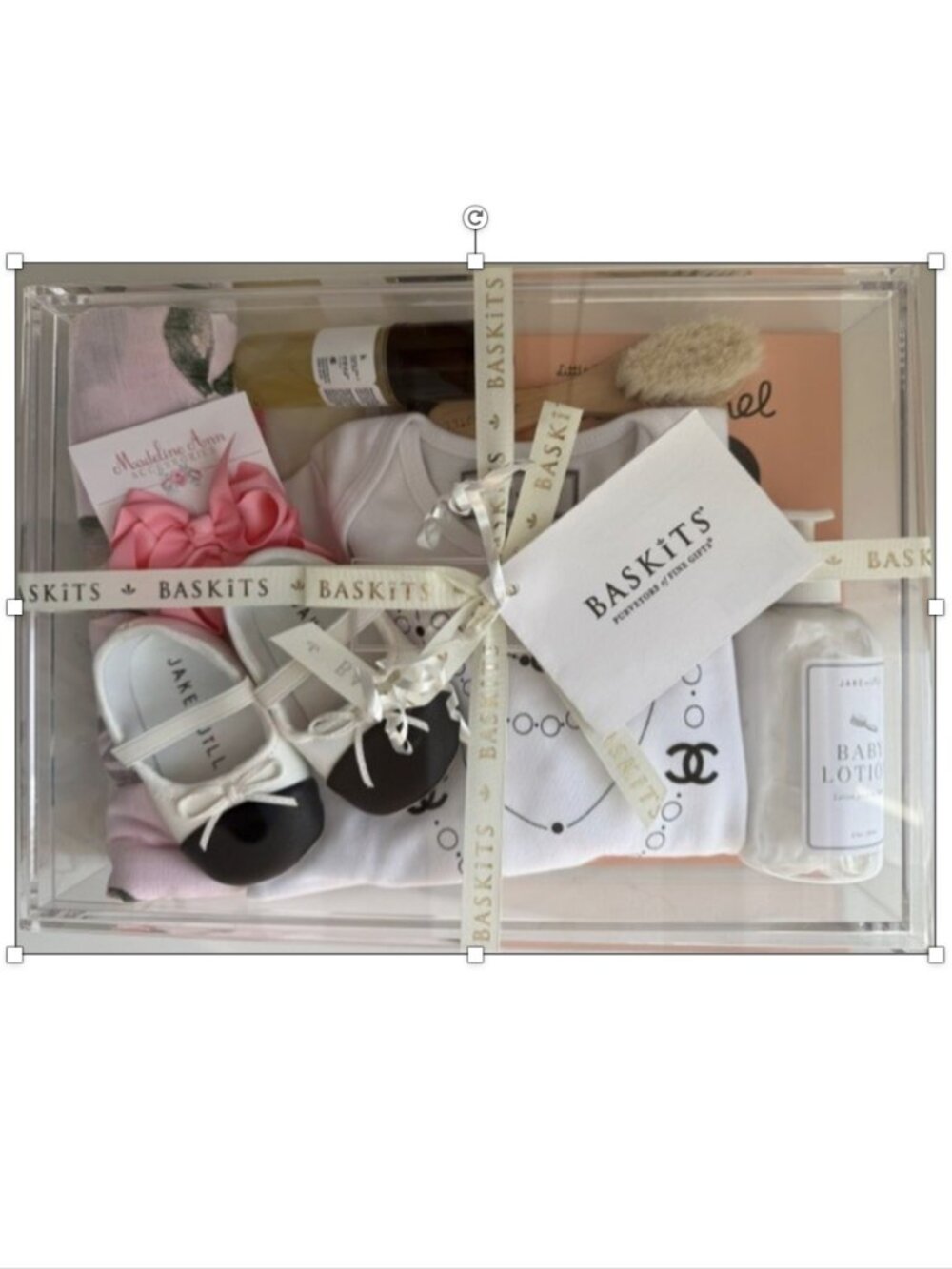 BN Baskits Little Lady Babygirl Gift Box with Couture Onesie, Swaddle & Keepsake